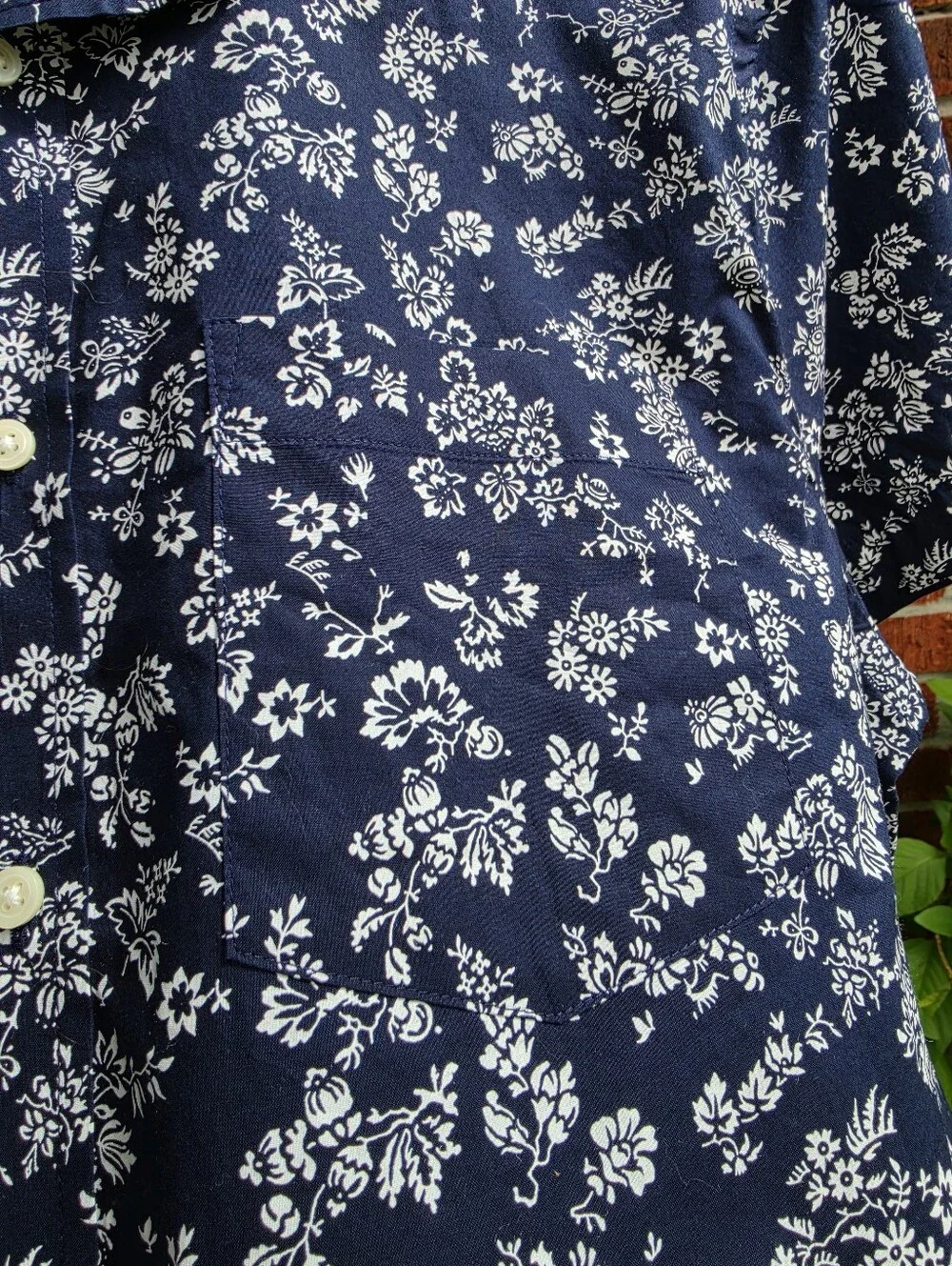 Banana Republic Men’s Floral Button-Down Shirt - Navy XL Cotton S/S